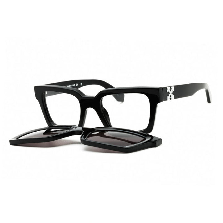 Off-White Sunglasses Square Full Rim, Black Frame and Clear with Magnetic Clip-On Dark Grey Lens OERI14CCLIPON1007