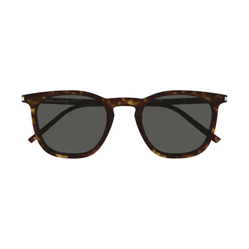 Saint Laurent Sunglasses Round Full Rim, Dark Havana Frame And Grey Lens Sl623002