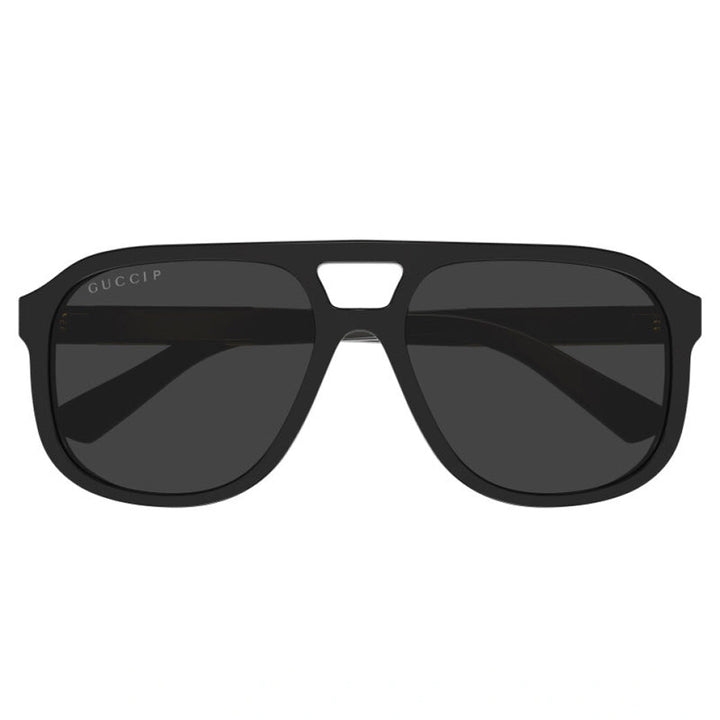 Gucci Aviator Full Rim, with a Black frame and Grey Polarized lens.