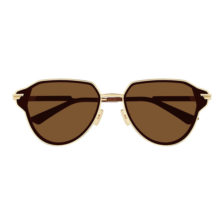 Bottega Veneta Sunglasses Square Full Rim, Gold Frame and Brown Lens BV1271S002