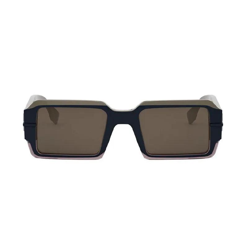 Fendi Sunglasses Rectangle Full Rim, Shiny Brown Frame And Brown Lens Fe40073U50E