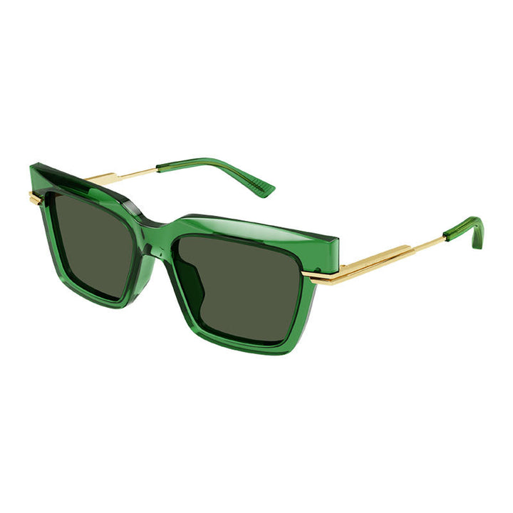 Bottega Veneta Sunglasses Square Full Rim, Green/Gold Frame and Green Lens BV1242S003