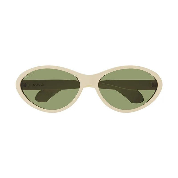 Gucci Sunglasses Cat Eye Full Rim, Shiny Ivory Frame And Green Lens Gg1377S001