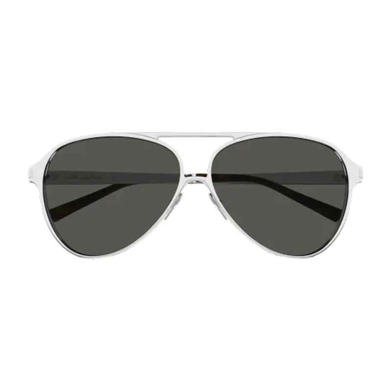 Saint Laurent Sunglasses Aviator Full Rim, Silver Frame And Grey Lens Sl734002