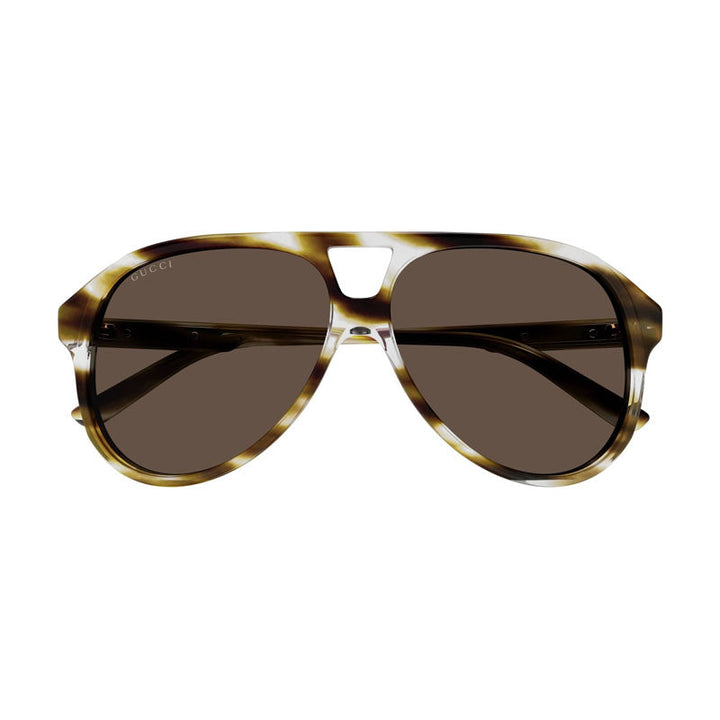 Gucci Sunglasses Aviator Full Rim, Striated Havana Frame and Brown Lens GG1286S003