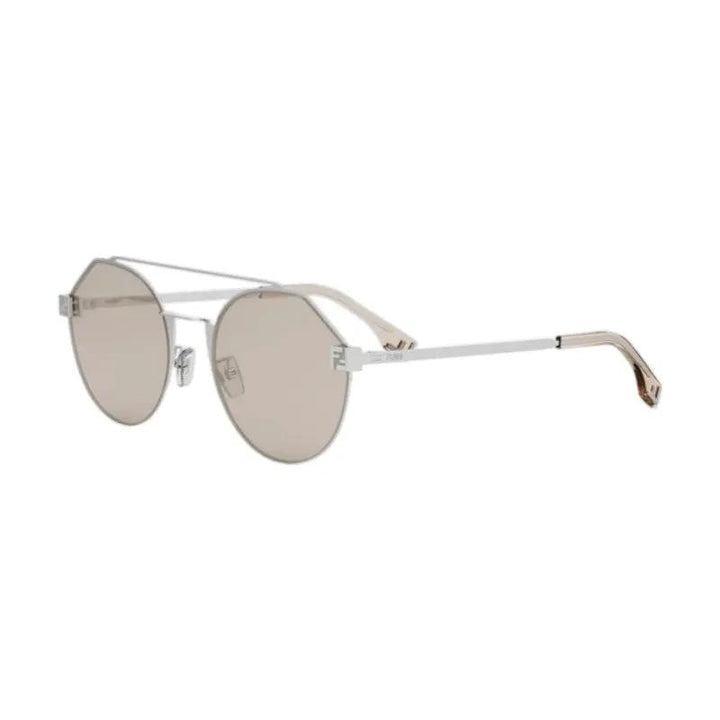 Fendi Sunglasses Round Full Rim, Silver Frame And Silver Mirror Lens