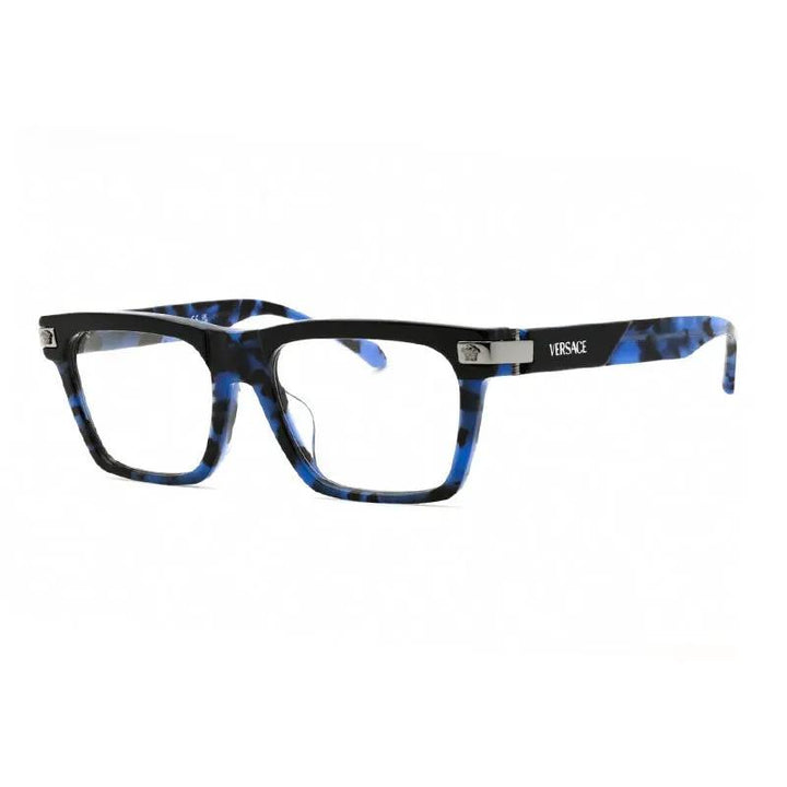 Versace Eyeglasses Rectangle Full Rim, Top Black Havana Blue Frame And Clear Demo Lenses Lens Ve3354F5460