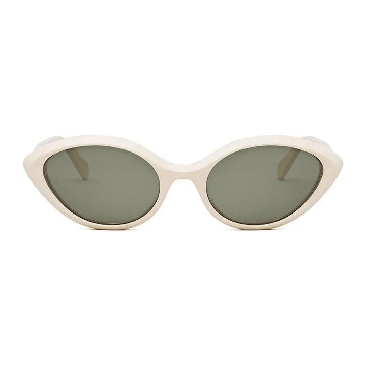 Celine Sunglasses Cat Eye Full Rim, Shiny Ivory Frame And Khaki Lens Cl40264U25N