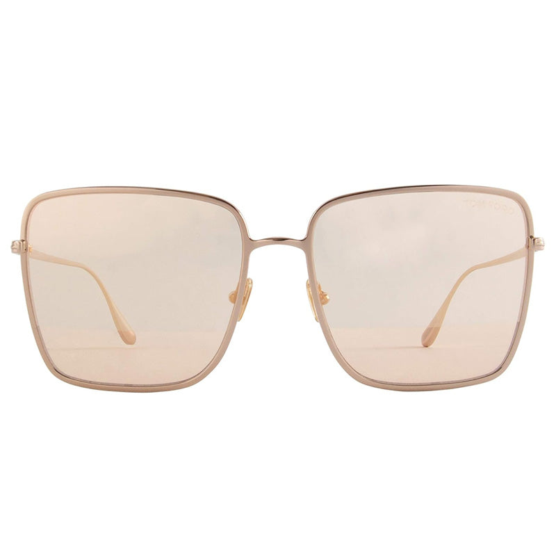 Tom Ford Square Full Rim, with a Rose Gold frame and Yellow Gold Semi Mirror lens.