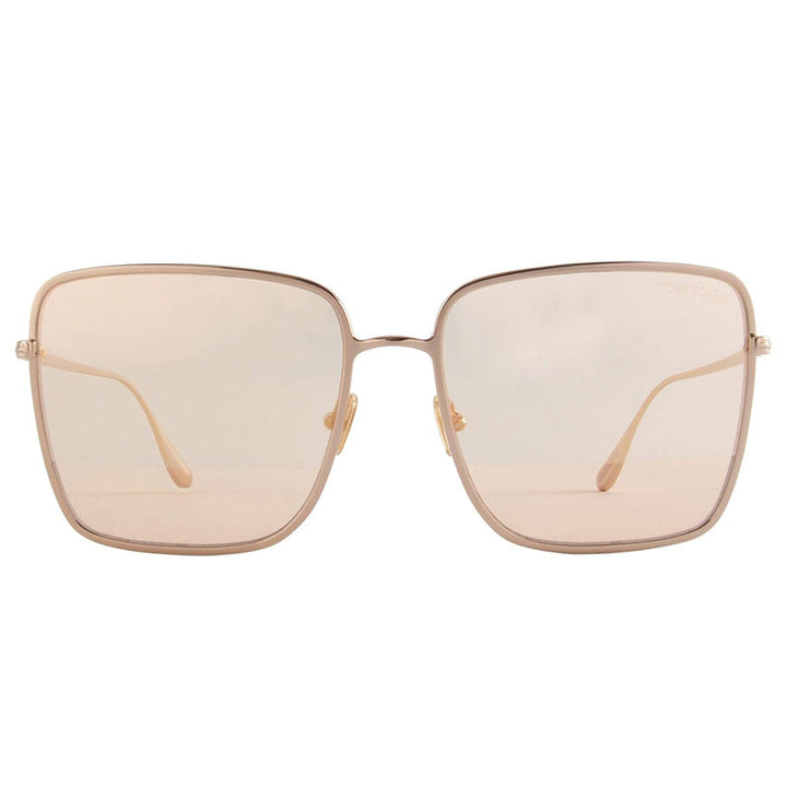 Tom Ford Square Full Rim, with a Rose Gold frame and Yellow Gold Semi Mirror lens.