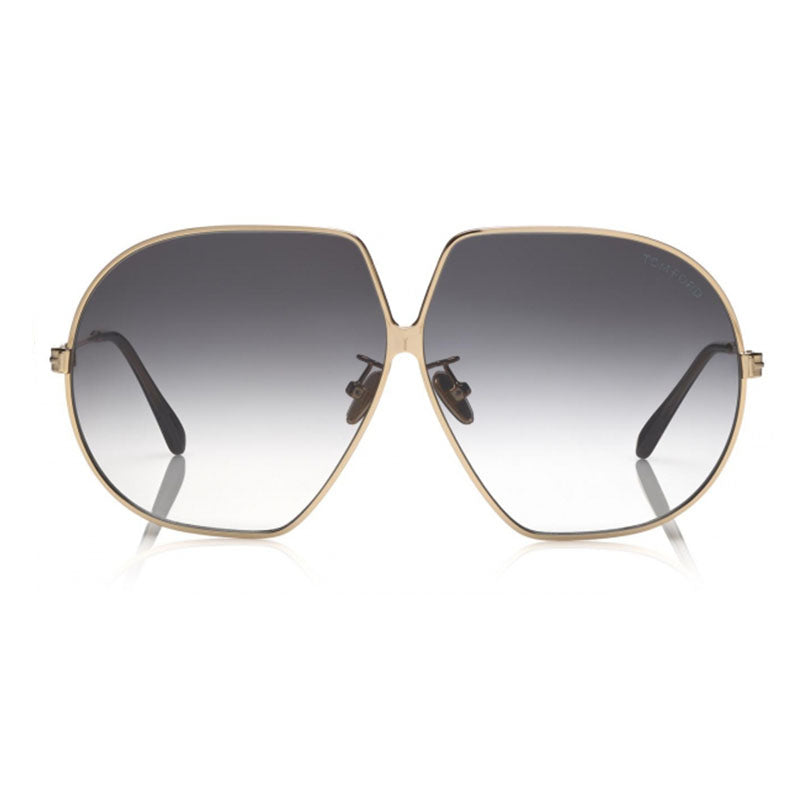 Tom Ford Sunglasses Butterfly Full Rim, Shiny Gold Frame and Smoke Gradient Lens FT078528B