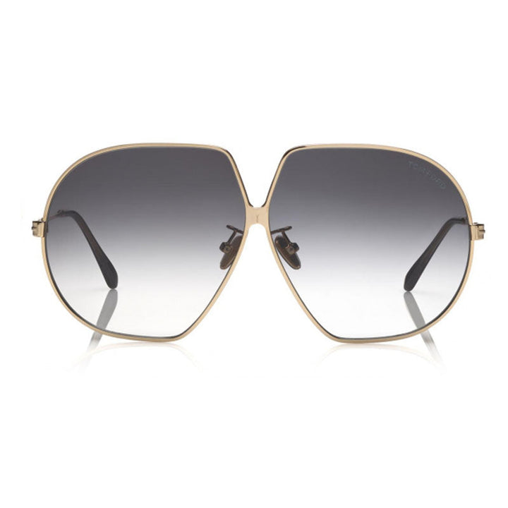Tom Ford Sunglasses Butterfly Full Rim, Shiny Gold Frame and Smoke Gradient Lens FT078528B