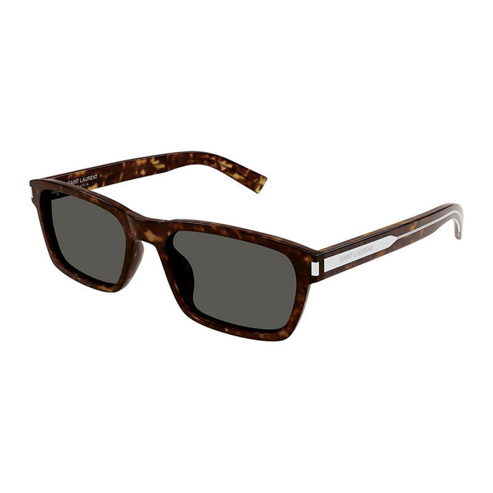 Saint Laurent Sunglasses Rectangle Full Rim, Havana Frame and Grey Lens SL662004