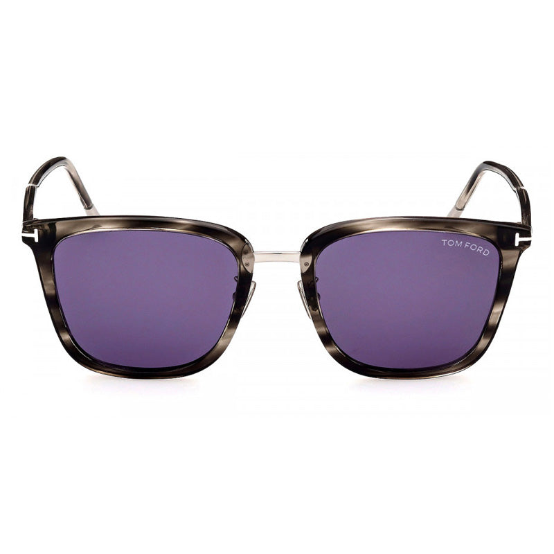 Tom Ford Square Full Rim, with a Coloured Havana frame and Blue lens.