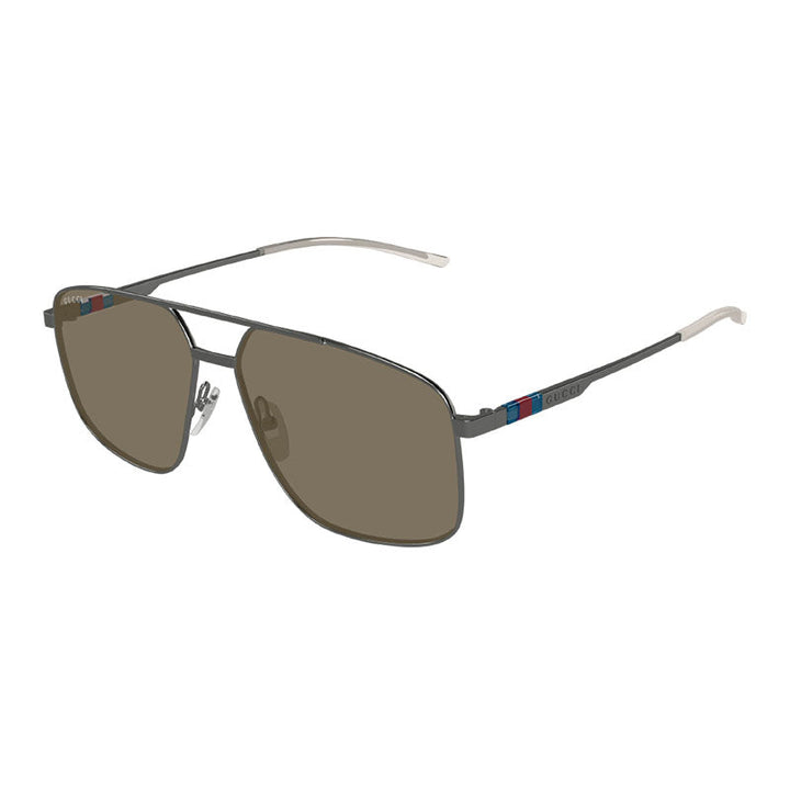Gucci Sunglasses Aviator Full Rim, Shiny Dark Ruthenium Frame and Brown Lens GG1676S003