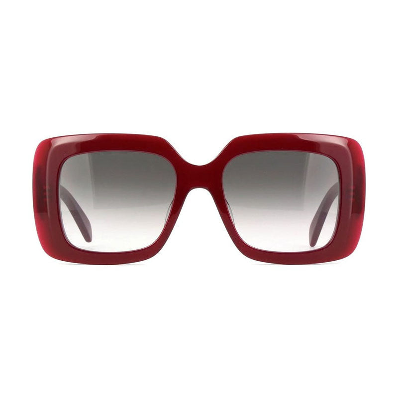 Celine Sunglasses Square Full Rim, Shiny Bordeaux Frame and Smoke Gradient Lens CL40263I69B