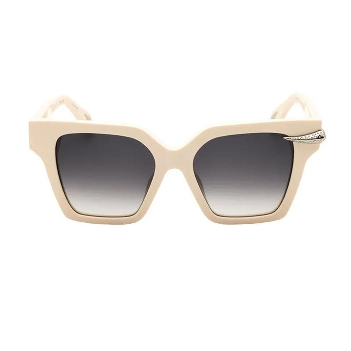 Roberto Cavalli Sunglasses Square Full Rim, Cream Beige Frame And Grey Gradient Lens Src002S09X7