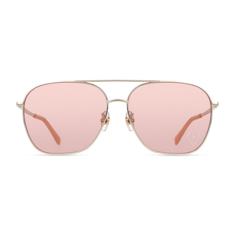 Stella McCartney Sunglasses Aviator Full Rim, Shiny Light Gold Frame and Rose Mirror Lens SC40038U32U