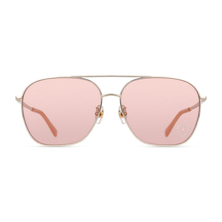 Stella McCartney Sunglasses Aviator Full Rim, Shiny Light Gold Frame and Rose Mirror Lens SC40038U32U