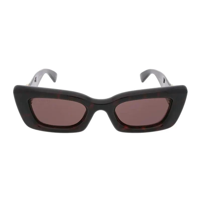 Gucci Eyeglasses Rectangle Full Rim, Dark Havana Frame And Brown Lens Gg1827S002