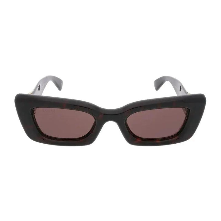 Gucci Eyeglasses Rectangle Full Rim, Dark Havana Frame And Brown Lens Gg1827S002
