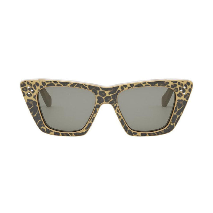 Celine Sunglasses Cat Eye Full Rim, Cheetah Print Frame and Smoke Lens CL40187I99A