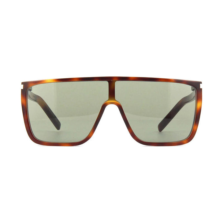 Saint Laurent Sunglasses Shield Full Rim, Havana Frame and Green Lens SL364MASKACE002