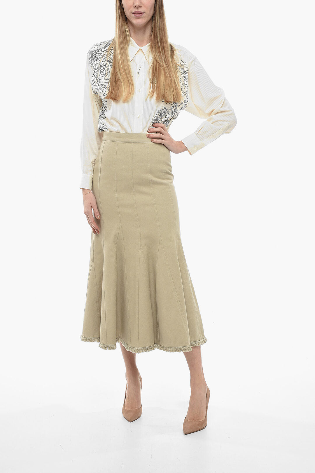 Max Mara ACCIAIO Flared Skirt with Raw Hem