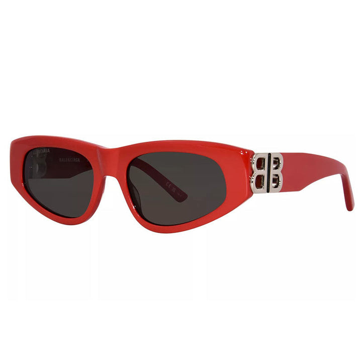 Balenciaga Cat Eye Full Rim, with a Red frame and Grey lens.