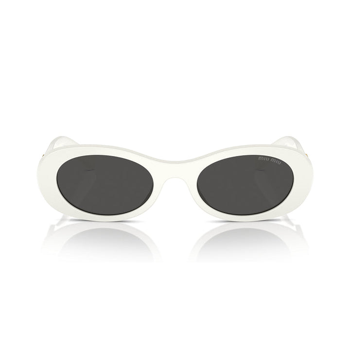 Miu Miu Sunglasses Oval Full Rim, White Ivory Frame and Dark Grey Lens MU06ZS1425S0