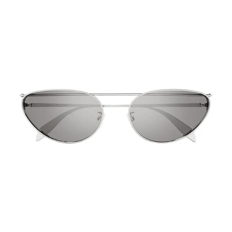 Alexander Mcqueen Sample Sale | Alexander Mcqueen Sunglasses Cat Eye Full Rim, Silver Frame And Grey With Silver Mirror Lens Am0424S004 - Cat Eye Sunglasses | Designer outlet