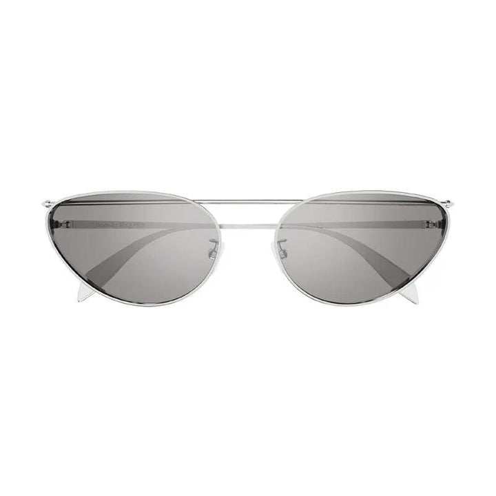 Alexander Mcqueen Sample Sale | Alexander Mcqueen Sunglasses Cat Eye Full Rim, Silver Frame And Grey With Silver Mirror Lens Am0424S004 - Cat Eye Sunglasses | Designer outlet