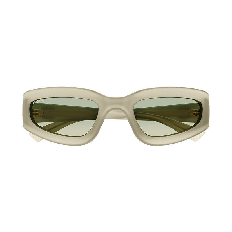 Gucci Sunglasses Rectangle Full Rim, Matte Milky Light Yellow Frame and Gradient Grey to Brown Lens GG1787S005