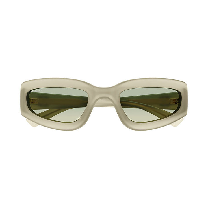 Gucci Sunglasses Rectangle Full Rim, Matte Milky Light Yellow Frame and Gradient Grey to Brown Lens GG1787S005