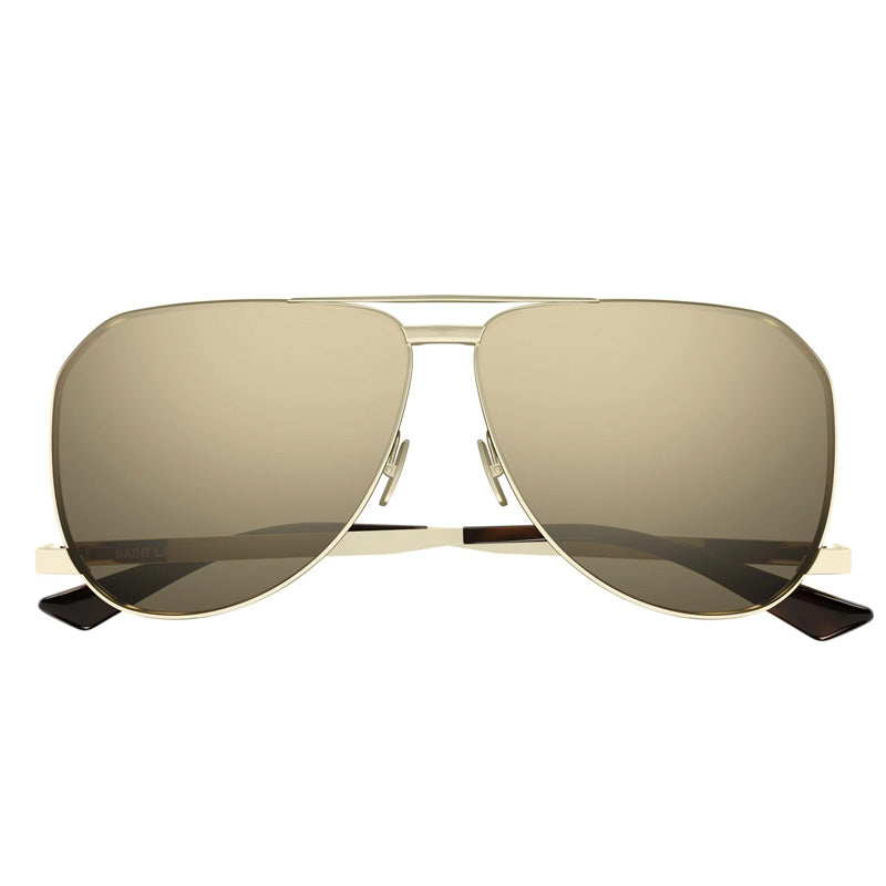 Saint Laurent Sunglasses Aviator Full Rim, Gold Frame and Brown Gold Mirror Lens SL690DUST004