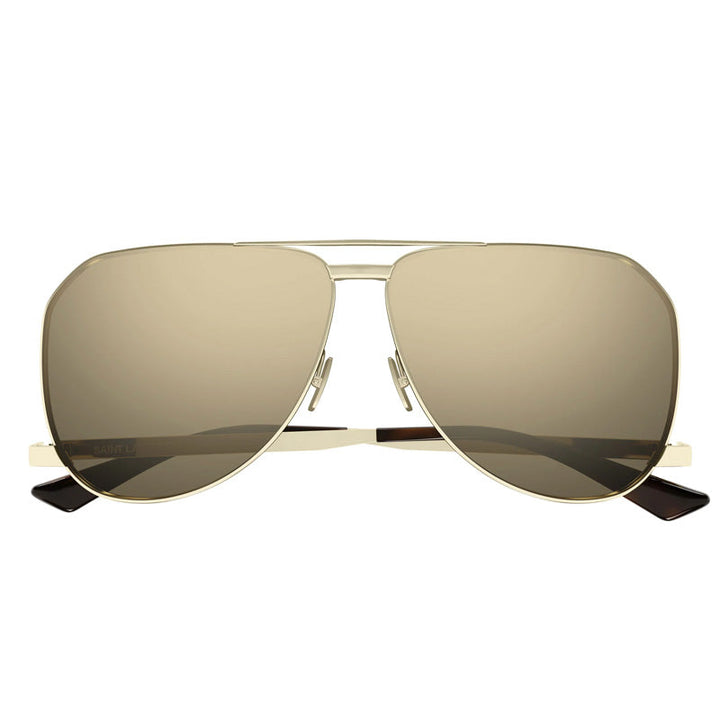 Saint Laurent Sunglasses Aviator Full Rim, Gold Frame and Brown Gold Mirror Lens SL690DUST004