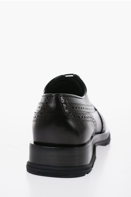 Shoes - Alexander McQueen Brushed Leather Derby Shoes With brogues Details - 8130324411 - Ask Me Wear