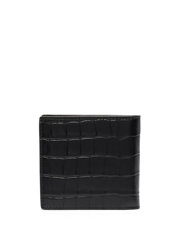 Accessories - ALEXANDER MCQUEEN Croc Effect Skull Wallet Black - One Size - 649202DZTIY1000_O/S - Ask Me Wear