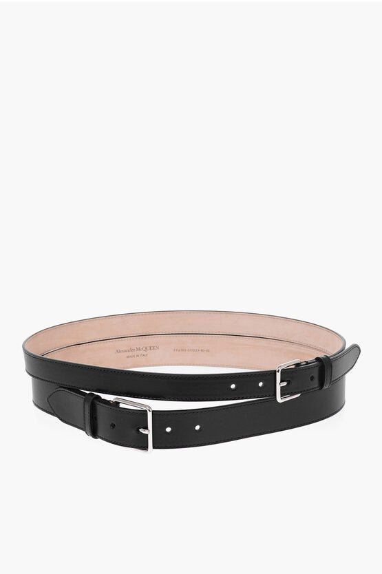 Accessories - Belts - Alexander McQueen Double Leather Belt 60mm - 2116705491925 - Ask Me Wear