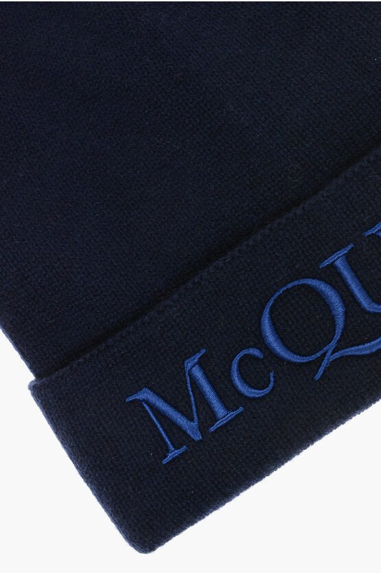 Accessories - Hats - Alexander McQueen Embroidered Logo Cashmere Beanie - 8112323407 - Ask Me Wear