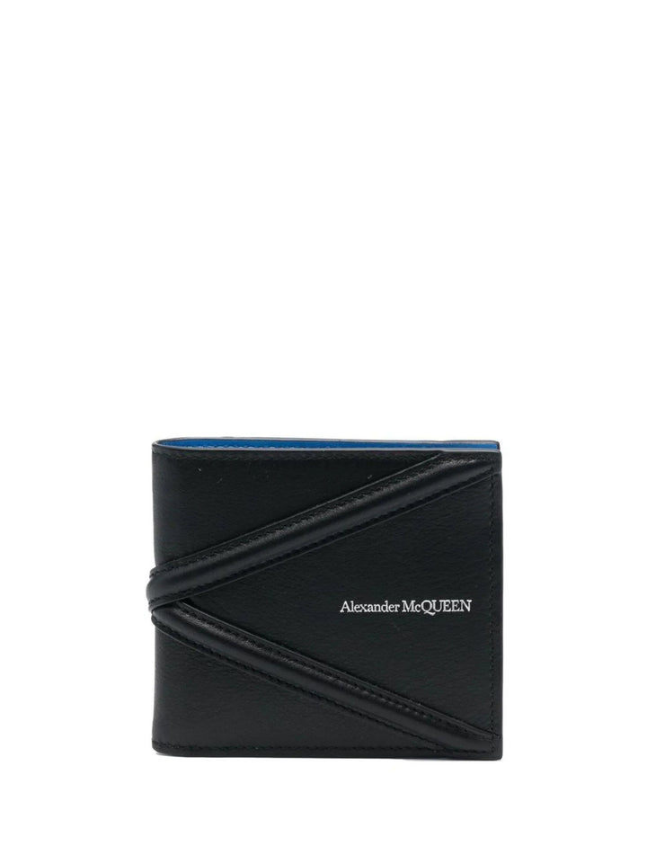 Accessories - ALEXANDER MCQUEEN Harness Calf Leather Wallet Black/Blue - One Size - 7263201AAD01000_O/S - Ask Me Wear