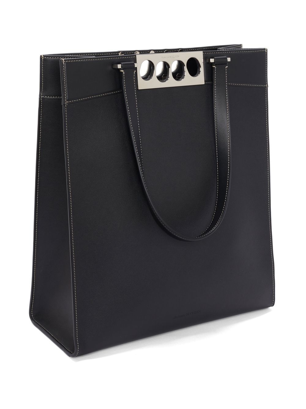 Bags - ALEXANDER MCQUEEN Knuckle Leather Tote Bag Black/Silver - 7263081AAD01000_O/S - Ask Me Wear