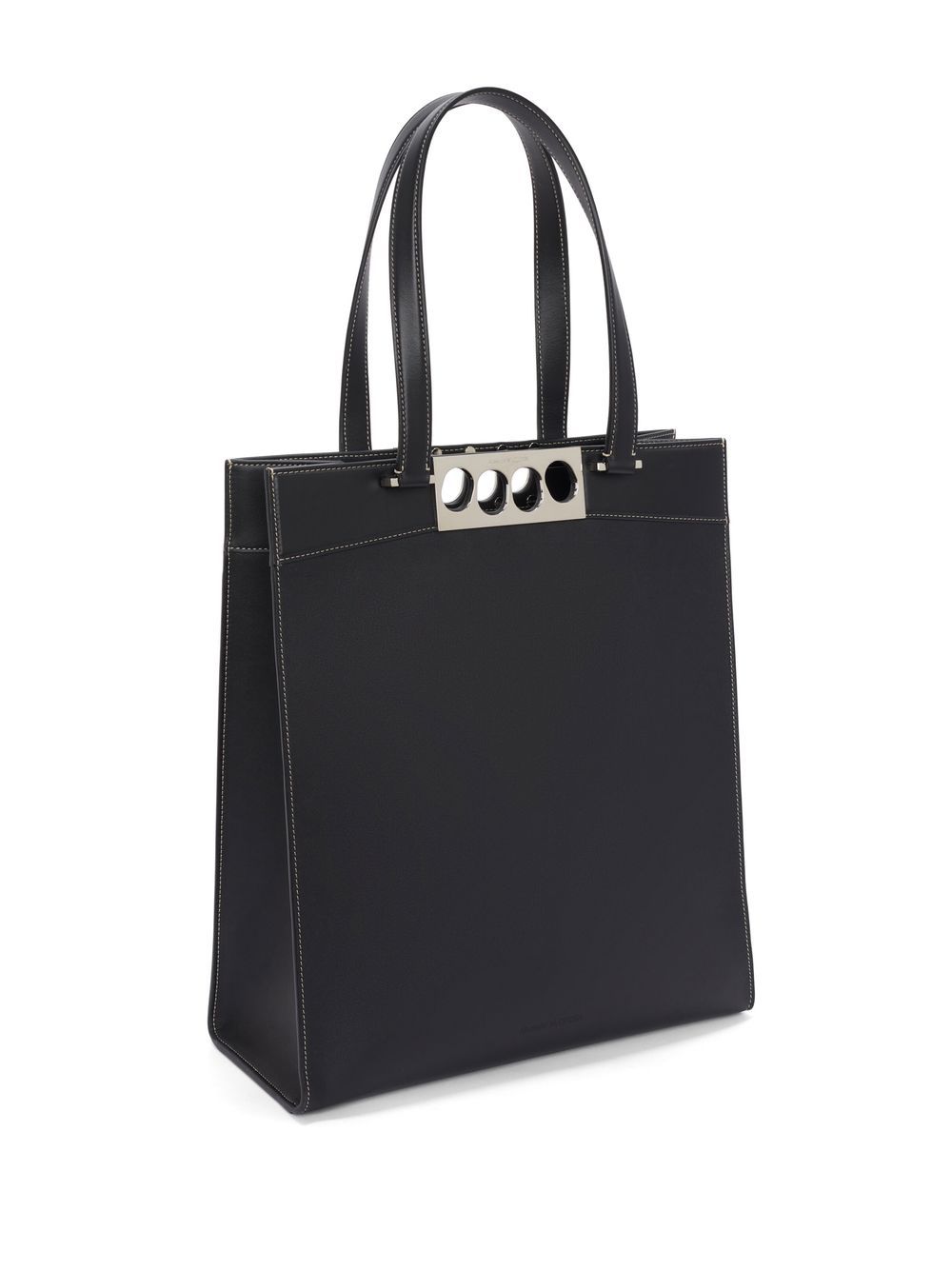 Bags - ALEXANDER MCQUEEN Knuckle Leather Tote Bag Black/Silver - 7263081AAD01000_O/S - Ask Me Wear