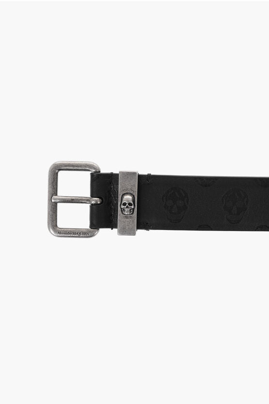 Accessories - Belts - Alexander McQueen Leather Belt with All - Over Skulls 30mm - 000777378987 - Ask Me Wear