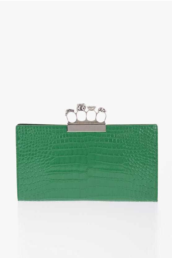 Bags - Alexander McQueen Leather Croco - effect Clutch with Jewelles Closure - GC120240600724 - Ask Me Wear