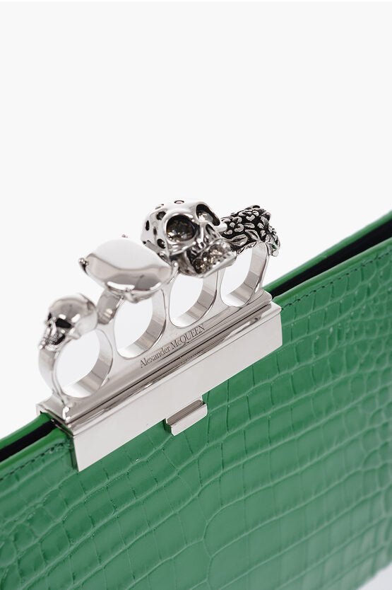 Bags - Alexander McQueen Leather Croco - effect Clutch with Jewelles Closure - GC120240600724 - Ask Me Wear