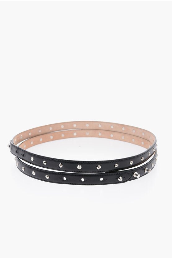 Alexander McQueen - Other - Alexander McQueen Leather Double Belt with Studs 45mm 85 Belts - GC120240600348 - Ask Me Wear