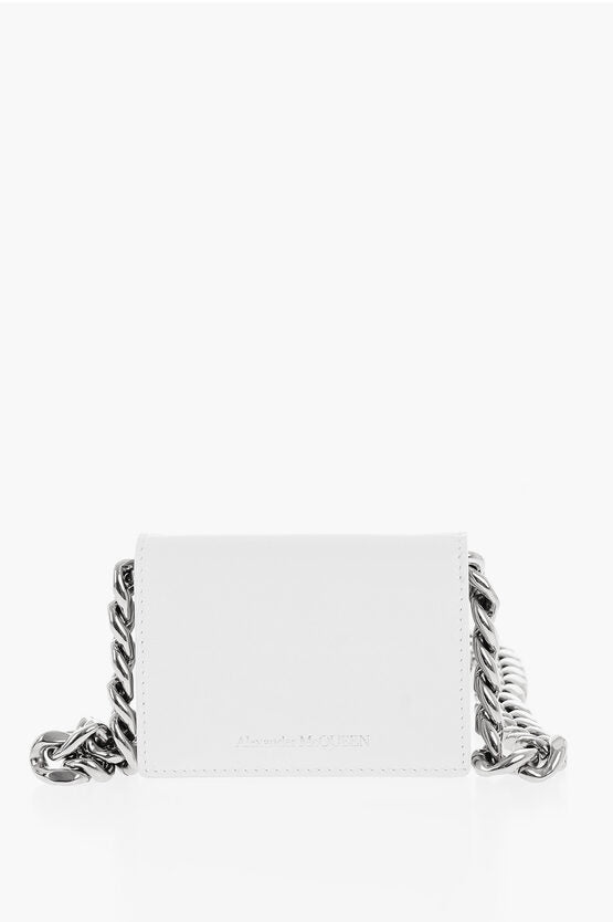 Accessories - Wallets & Card Holders - Alexander McQueen Leather FOUR RING Card Holder with Chain Shoulder Strap - GC120220700137 - Ask Me Wear