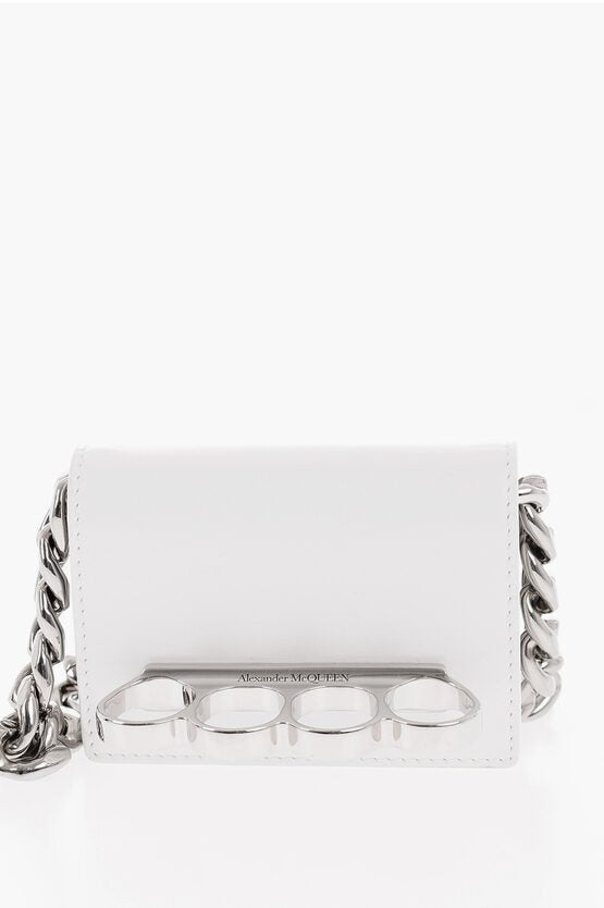 Accessories - Wallets & Card Holders - Alexander McQueen Leather FOUR RING Card Holder with Chain Shoulder Strap - GC120220700137 - Ask Me Wear