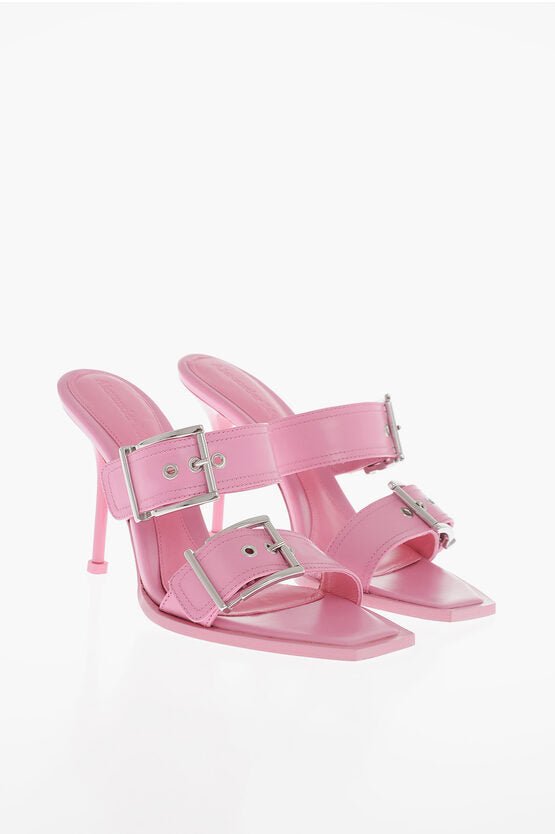 Shoes - Alexander McQueen Leather Sandals With Buckles Heel 10 cm - 000332782881 - Ask Me Wear